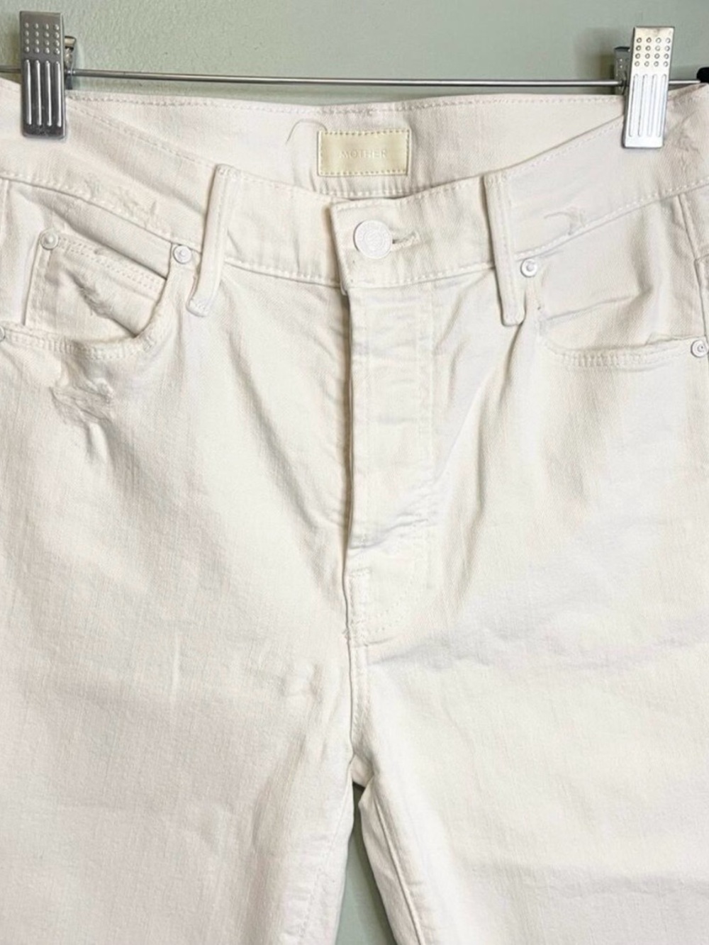MOTHER Jeans Womens 25 White Denim The Stunner Ankle High Rise Skinny Button Fly - Picture 3 of 9
